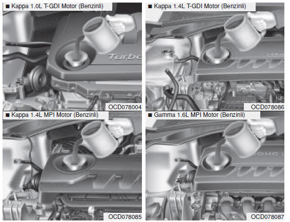 Motor yağı seviyesinin kontrol edilmesi 